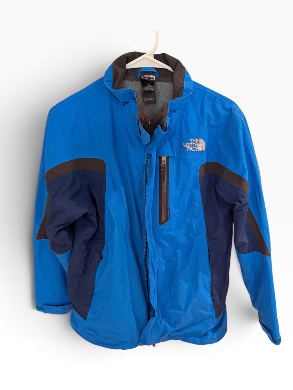 The North Face Boys Colorblock Jacket Blue/Black Full Zip Nylon L 14/16